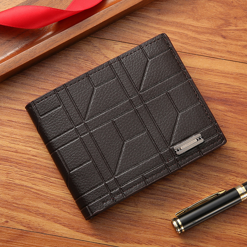 New men's short wallet, youth fashion plaid horizontal soft leather clip, large capacity, multi slot wallet swissmilitary