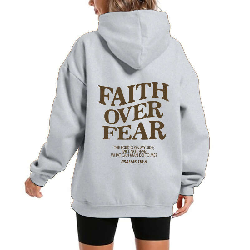 new hooded long sleeved Faith Over Fear printed sweatshirt jacket