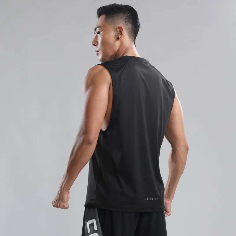 Ddmyoutdoor China Domestic Gyms Vest Men Polyester Breathable Running High Elastic Sports Tight Sleeveless Muscle Neck Compression Training Tanks