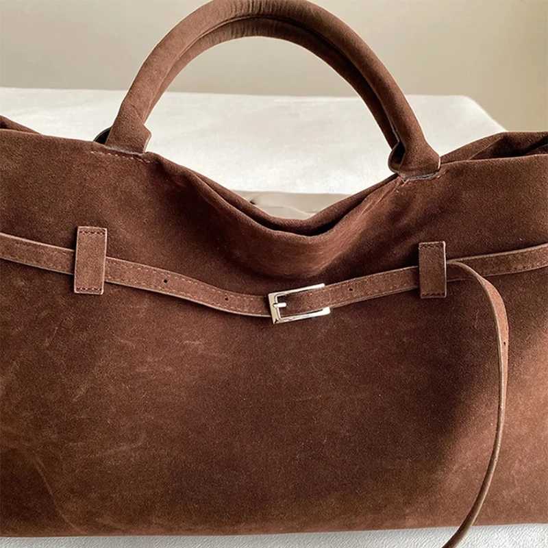 Large capacity womens handbag decoration design artificial suede Buckle casual handbag elegant womens shoulder bag new T250118