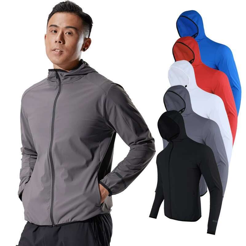 Ddmyoutdoor China Domestic Sports Jacket Men Hooded Solid Color Training Coat Quick Dry Zipper Bodybuilding Outerwear Prints Male Running Sweatshirts