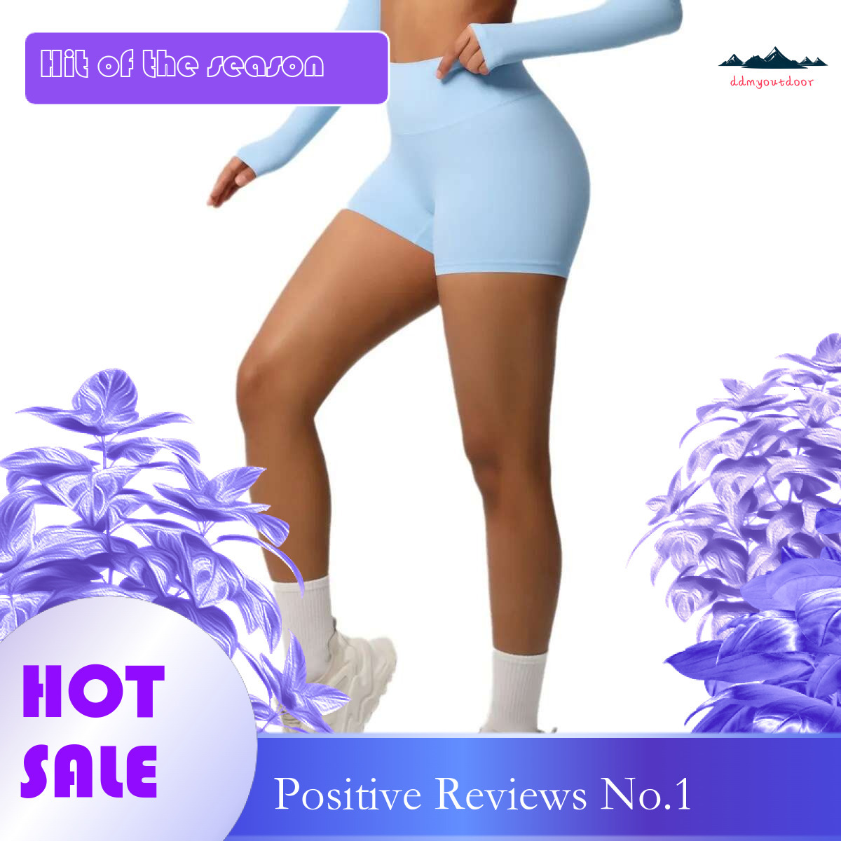 Ddmyoutdoor China Domestic Mermaid Curve New Fiess Belly Lifting Hip Solid Color Sports High Waist No Embarrassment Tight Quick Drying Yoga Shorts