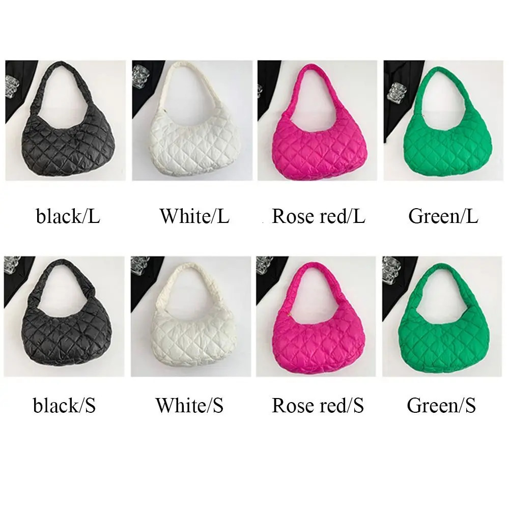 Fashion Women Large Capacity Quilted Tote Bags Down Cotton Padded Shoulder Bags Girls Underarm Bags Puffy Handbags 250113