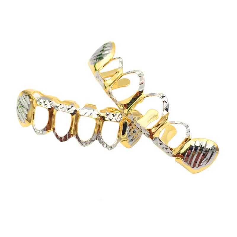 Hip Hop Hollow Out Teeth Grillz Gold Plated Dental Grills Rock Tooth Grillz Caps Crystal Teeth Caps Halloween Vampire Tooth GiftXJ250114