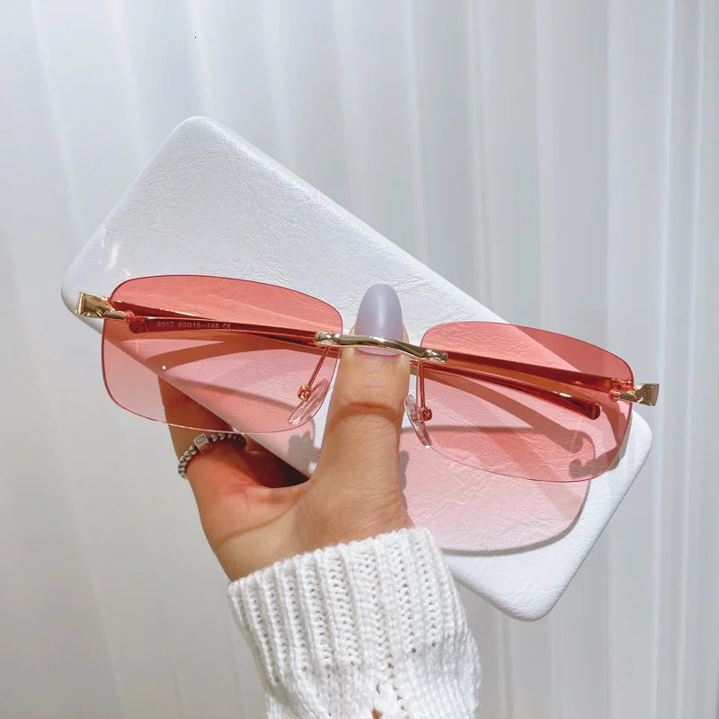 frameless sunglasses for women and men ocean film UV resistant street po show cut edges Korean personalized internet 250117
