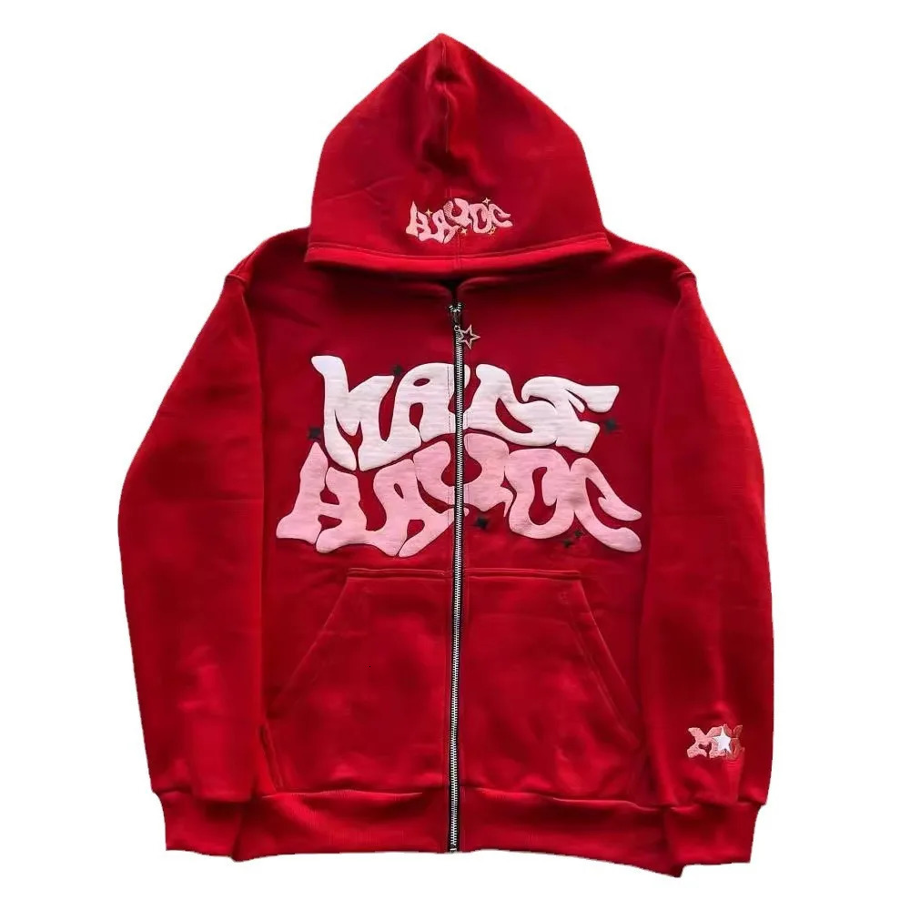 Y2k American Colorful Letter Print Zipper Hoodie Men Fashion High Street Oversized Sweatshirt Women Retro Casual Jacket 250109