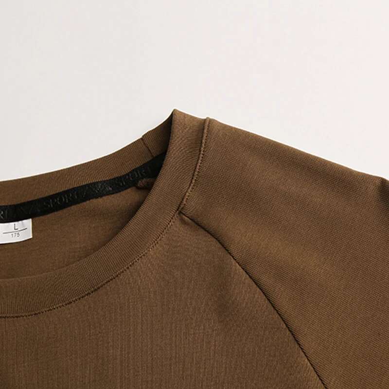 Ddmyoutdoor China Domestic Elasticity Gym Tee Mens Cotton Long Sleeves Casual Solid Color Running Pullover O Neck Good Quality Training Jogging Shirts