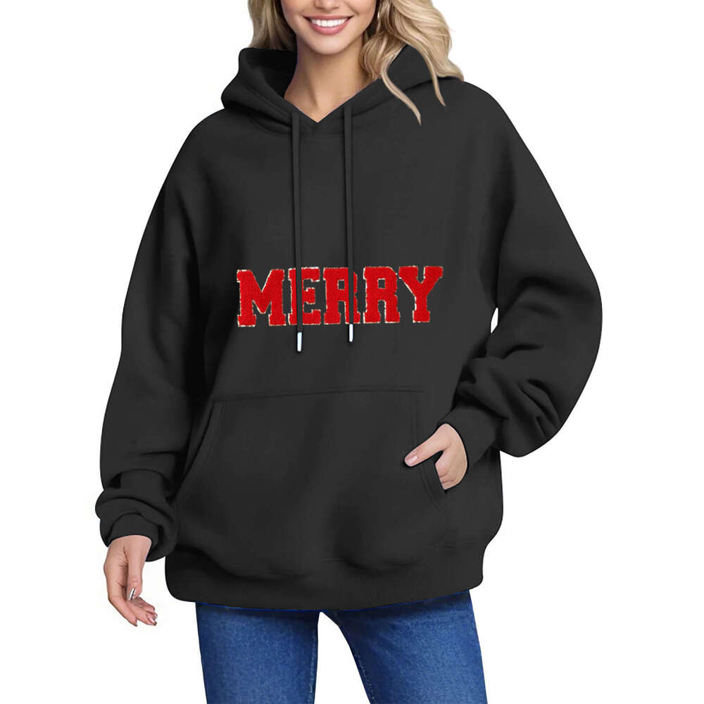 European size new XS-5XL autumn and winter loose print off shoulder sleeves threaded hooded sweatshirt jacket