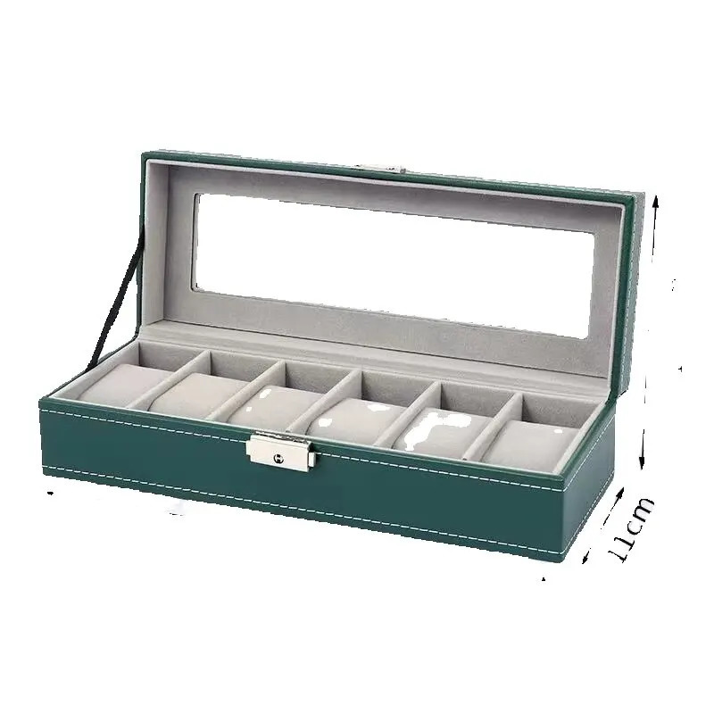 Watch Box 6/10/12 Grids PU Leather Watches Display Case Jewelry Holder Storage Organizer With Lock 250117