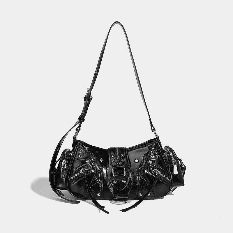 Moto & Bike Underarm Bags For Women Designer Handbag Purses New In Vintage PU Leather Rivet Decoration Shoulder Crossbody