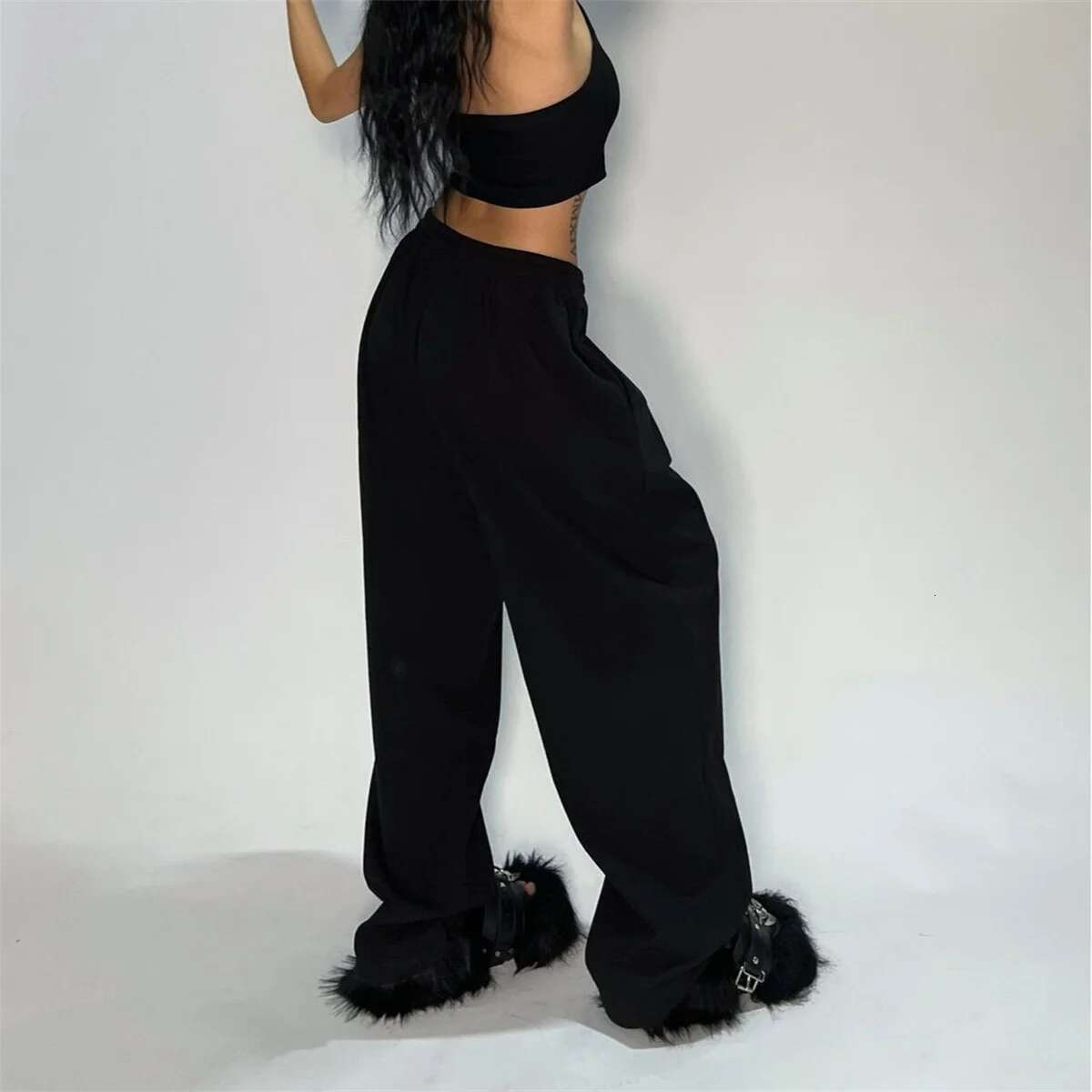 Solid Loose Sweatpants Women Wide Leg American Retro Pant Female Joggers Baggy Pants Hip Hop Oversized Trousers
