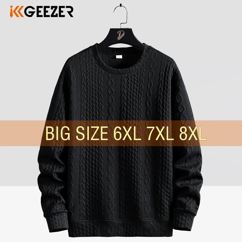 Men Sweatshirts Long Sleeve Oversized Plus Size 6XL 7XL 8XL O-Neck Pullovers Streetwear Fashion Sportswear Male Autumn Winter 250113
