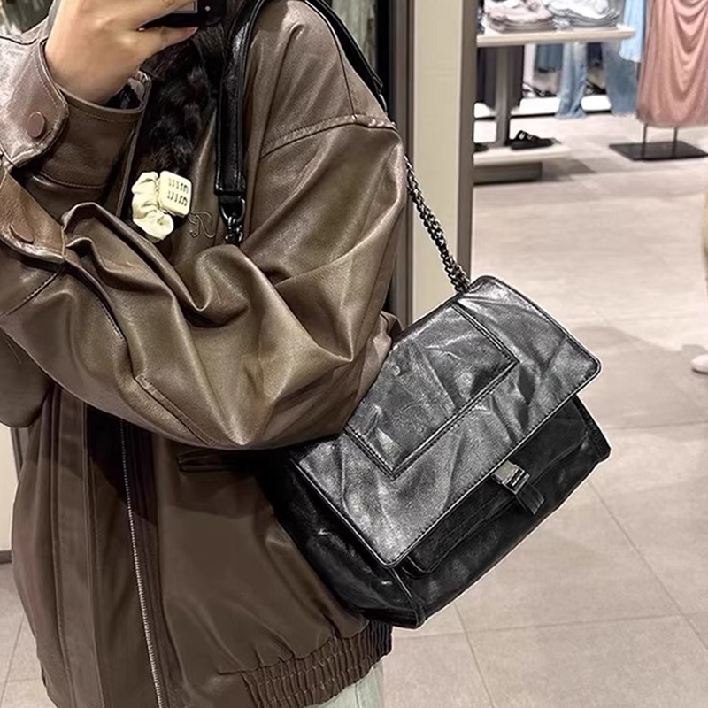 England Style Sg Messenger Bags For Women Designer Handbag And Purses 2024 New In PU Oil Wax Leather Underarm Shoulder