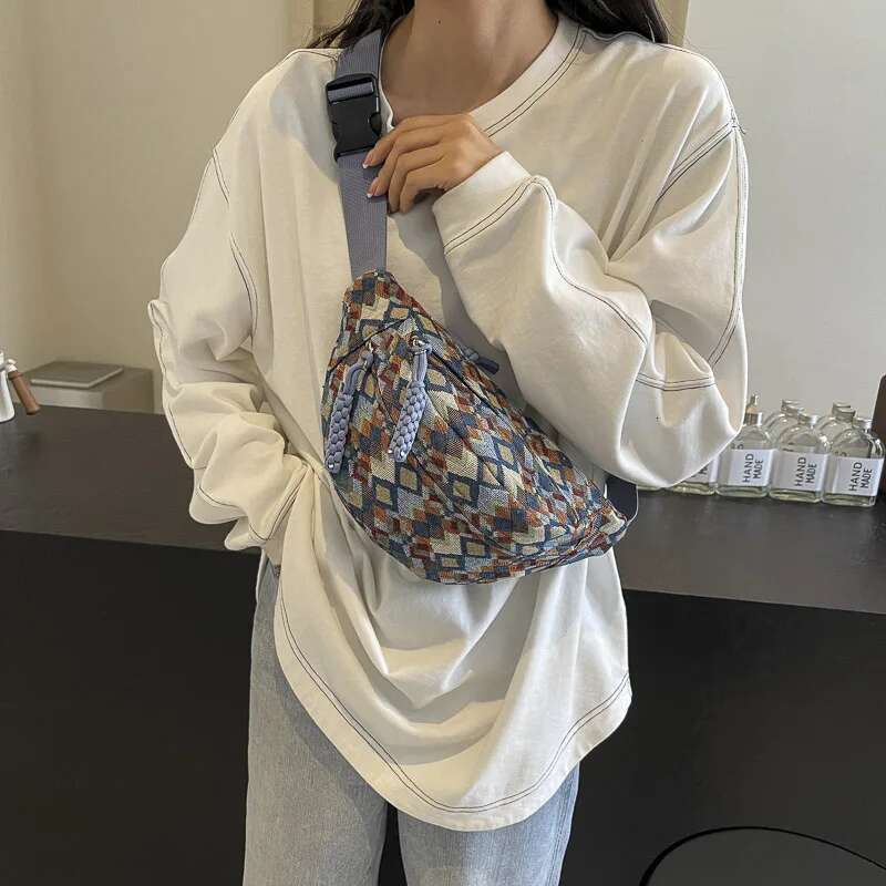 Bohemia Corduroy Belt Bags for Women Fashion Fanny Pack Female Banana Waist Hip Purse Shoulder Crossbody Chest Bag Pocket swissmilitary