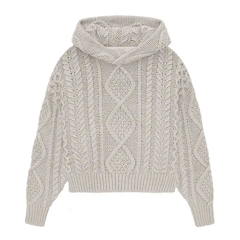 Street Harajuku Casual Hoodie Twist Knitted Sweater Men Autumn and Winter Men Women Hip Hop Long Sleeved Pullover Clothes 250110