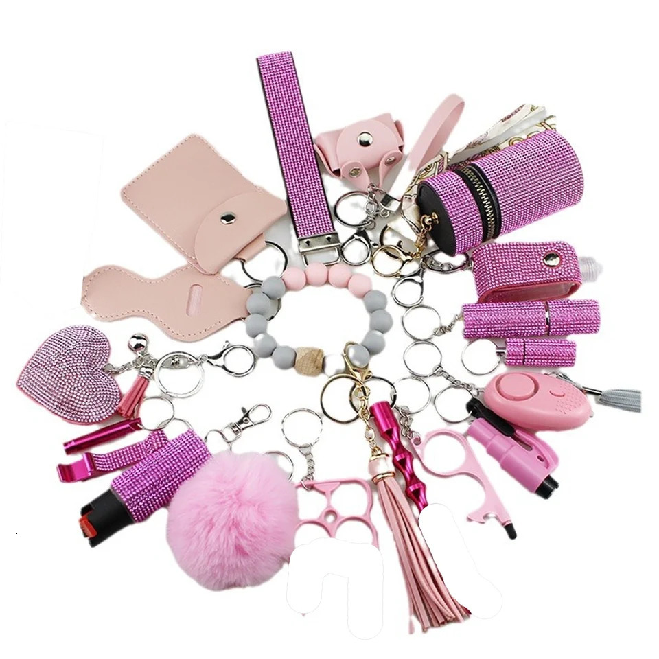 Keychains Set for Women Protection 20PCS Bead Keychain Bracelet Full Set Self Protection Bracelet Key Ring Set 250110