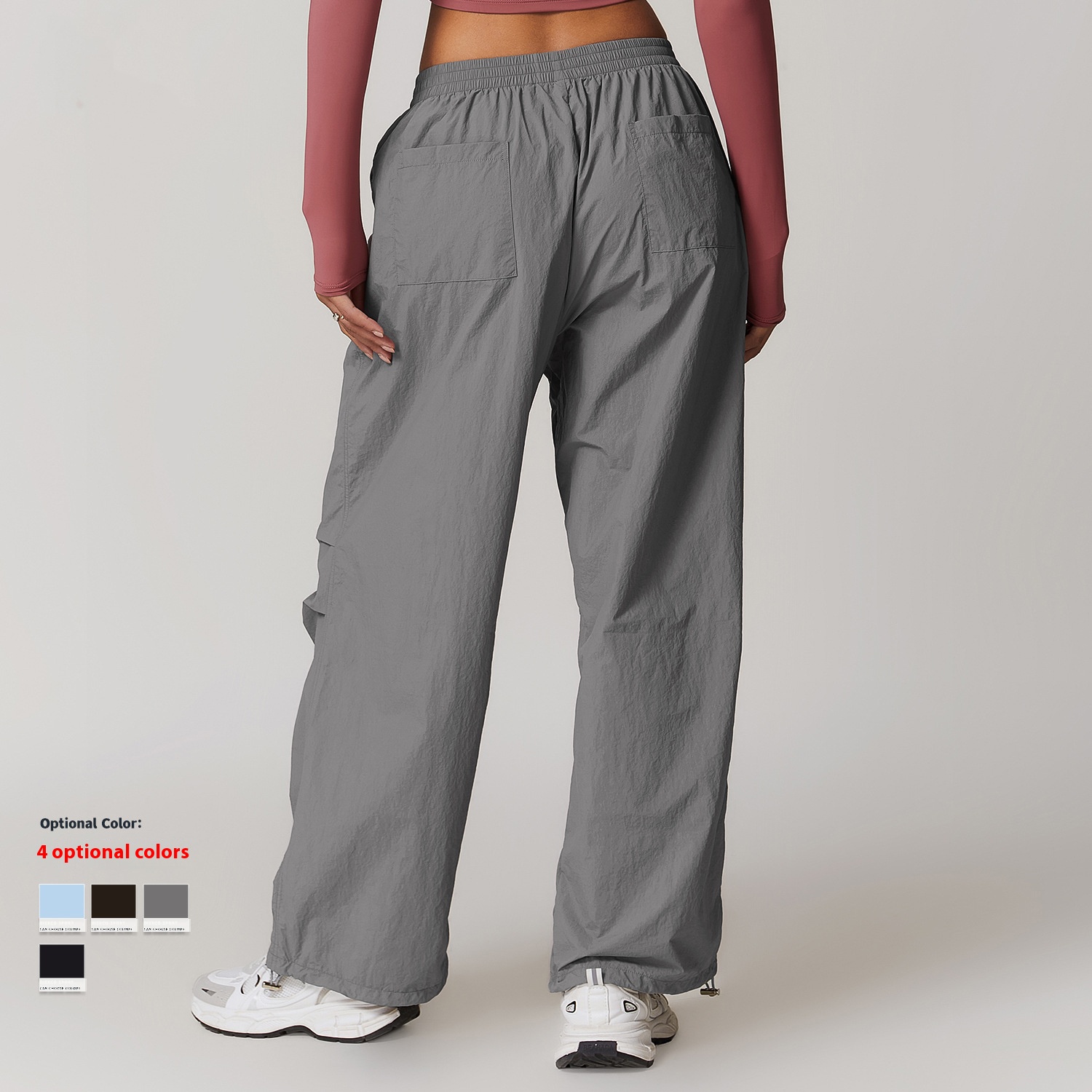 Lightweight breathable work pants women leg drawstring design casual sweatpants multi-pocket running fitness pants