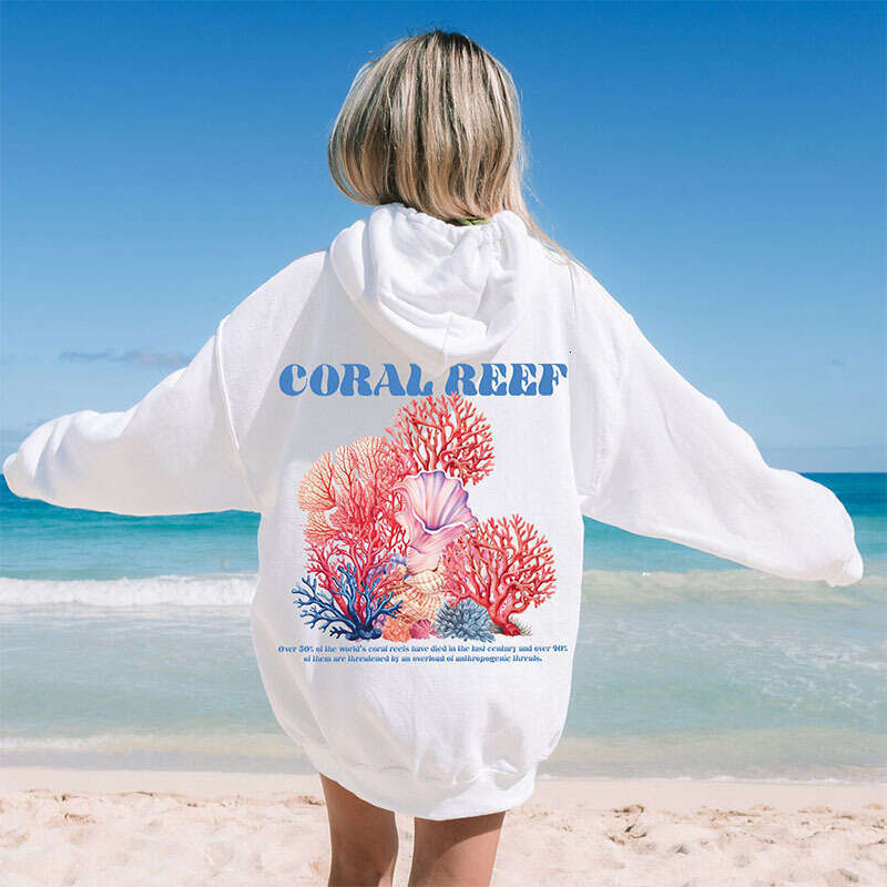 Loose new Save the Ocean hooded sweatshirt with threaded drawstring beach hoodie jacket