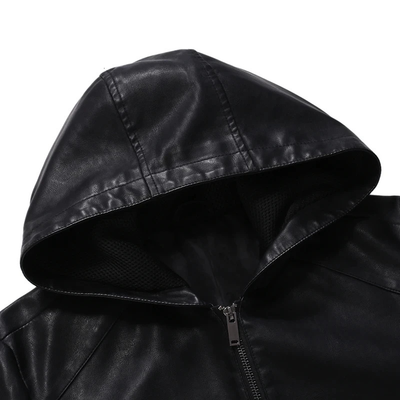 Clothing Mens Spring High Quality Leather Jacket Male Slim Fit Fashion Hooded 3XLM 250109Z