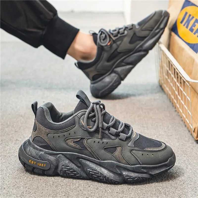 Spring Men Shoes New Breathable Mesh Shoes Men Trendy Versatile Thick Soled Sports Casual Shoes Running Dad Trendy Shoes Z250304