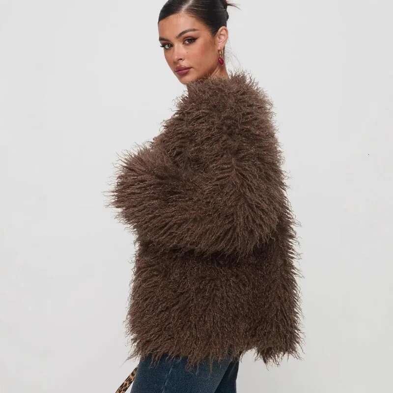 Coat Women Fur Long Faux Chic 2024 Winter Thick Jacket Fashion Lady Oversized
