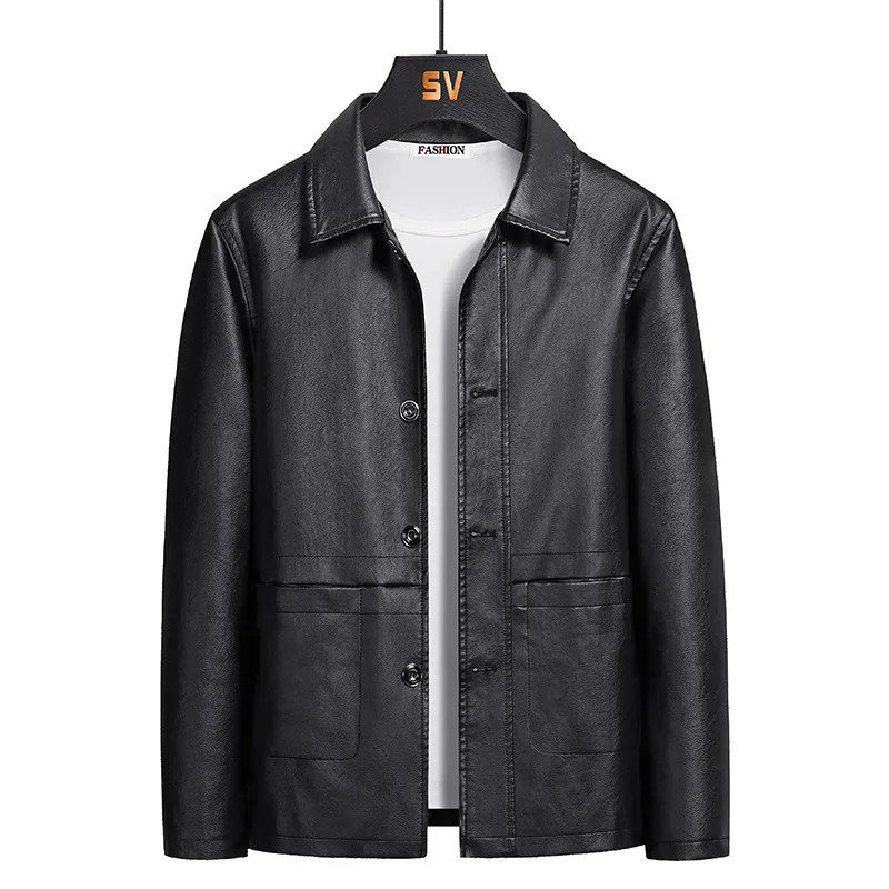 Vintage Brown Leather Jacket Men Loose Casual Motorcycle Style Biker Coat Men Skin Coat Oversize Windbreaker Autumn Winter 250109