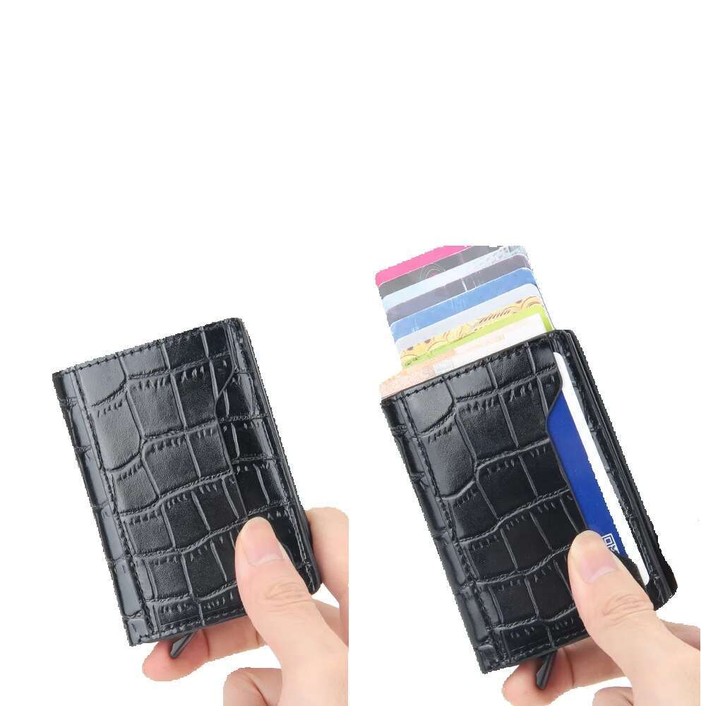 Hot-selling multifunctional portable wallet for men. Aluminum box anti-theft card holder. RFID short style. Automatic pop-up card case