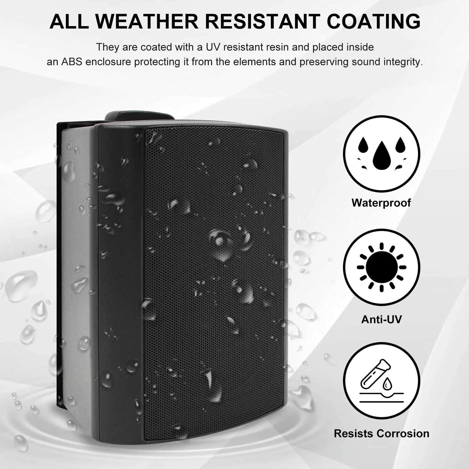 Car Audio Herdio 2PCS 4 200 Watt Indoor Outdoor Speakers Wall Mounted 2 Way Audio SystemPowerful Bass Expansive Stereo Sound Coverage H250118