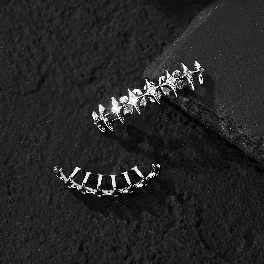 RACHELZ Gold Silver Color Zircon Star Chain Teeth Grillz Hip Hop Thorn Tooth Grills For Women Men Halloween JewelryXJ250114