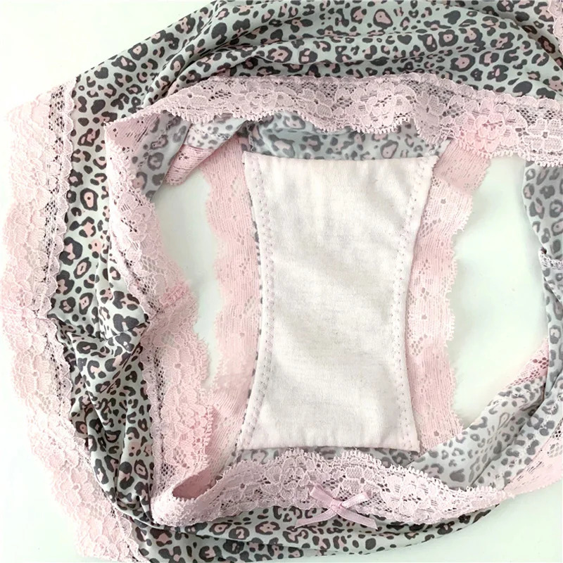 Fashion Womens Briefs Sexy Lace Panties Silk Low-rise Leopard Print for Girl Cotton Crotch Comfortable Lingerie 250114