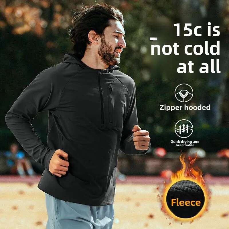 Ddmyoutdoor China Domestic Winter Running Jacket Plush Warm Cube Half Zip Hooded Quick Dry Training Coat Track Suit Men S Clothing New