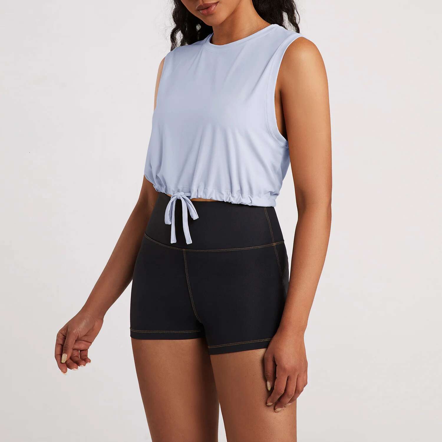 Ddmyoutdoor China Domestic Mermaid Curve Sports Vest Sleeveless Loose Yoga Shirt Women S Drawstring Hem Running Tank Fiess Top