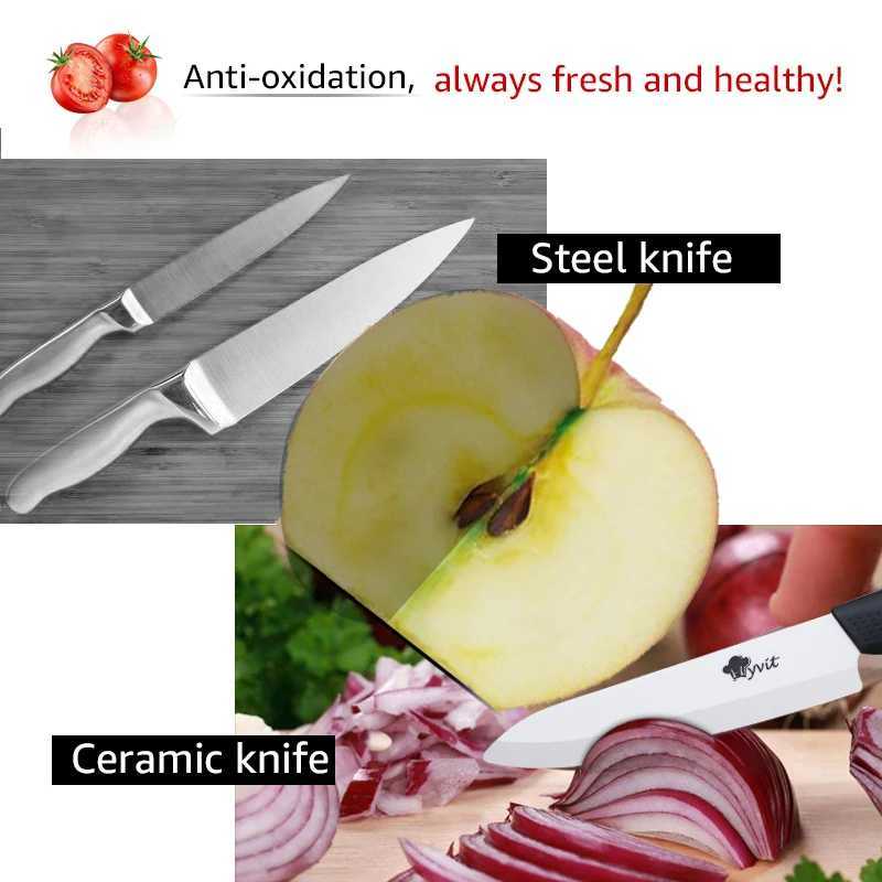 Ceramic Knife Set 3 4 5 6 inch Kitchen Chef Knives Serrated Fruit Vegetable Utility Slicing Bread Zirconium White Blade KnifeXJ250117
