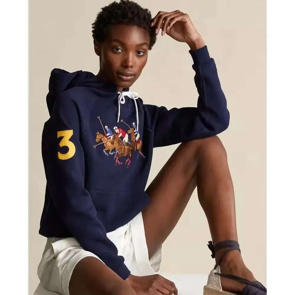 2024 Autumn/Winter Tide Female Sports Casual Polo Jumper Slim Fit Warm Hooded Printed Hoodie Suit