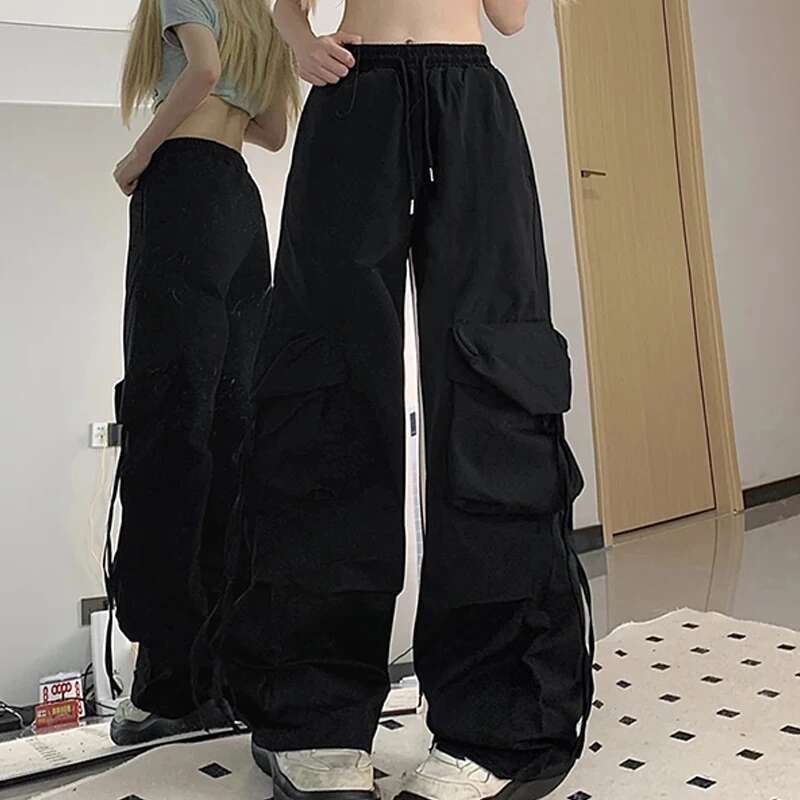 Y2k Cargo Pants Women Streetwear Oversized Wide Leg Sweatpants Haruku Big Pockets Joggers Bf High Waist Baggy Sports Trousers