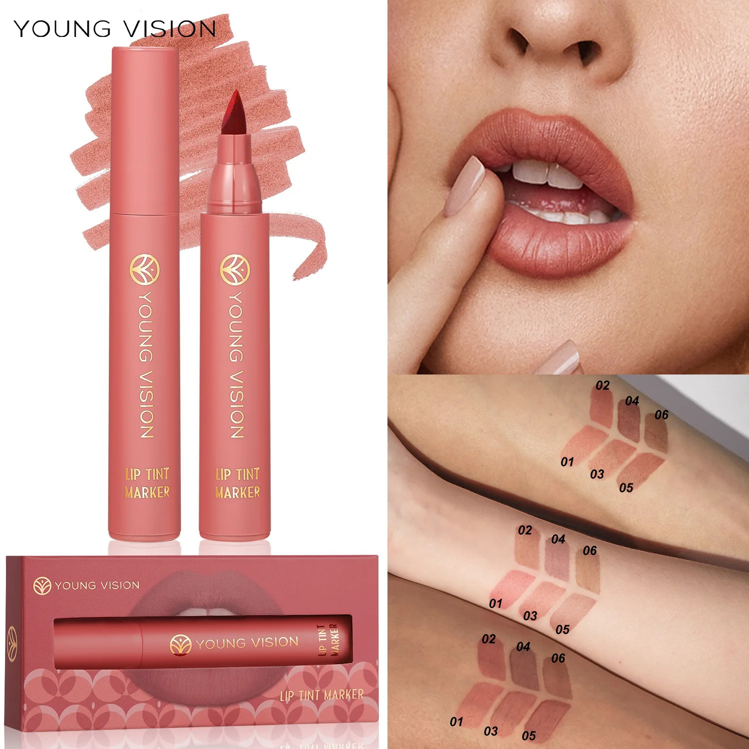 YOUNG VISION Lip Tint Marker Liquid lipstick 3pcs set Nude Matte Shades Lip Liner and Stick 2-in-1 Long Wearing and Waterproof 250108