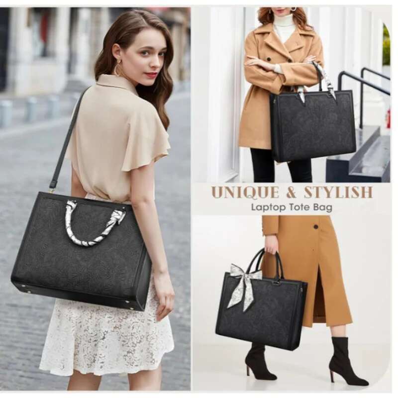 Women'S 15.6-Inch Laptop Large Capacity Business Shoulder Waterproof Leather Crossbody Bag