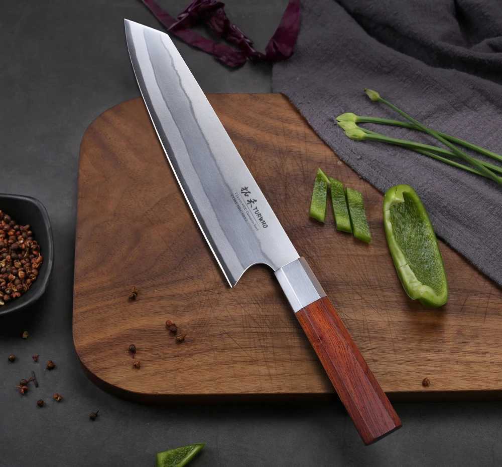 TURWHO 8 Inch Japanese Chef Knife 7-Layer 440C Damascus Steel Kitchen Knives Hand Forged Kiritsuke Knives Octagonal HandleXJ250117