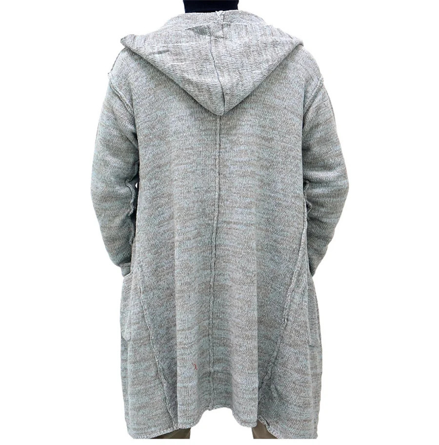 Gray Mens Knitted Cardigan Fashion Long Sweaters Male Casual Long Sleeve Outerwear Autumn Winter Warm Hoodie Loose Streetwear 250113