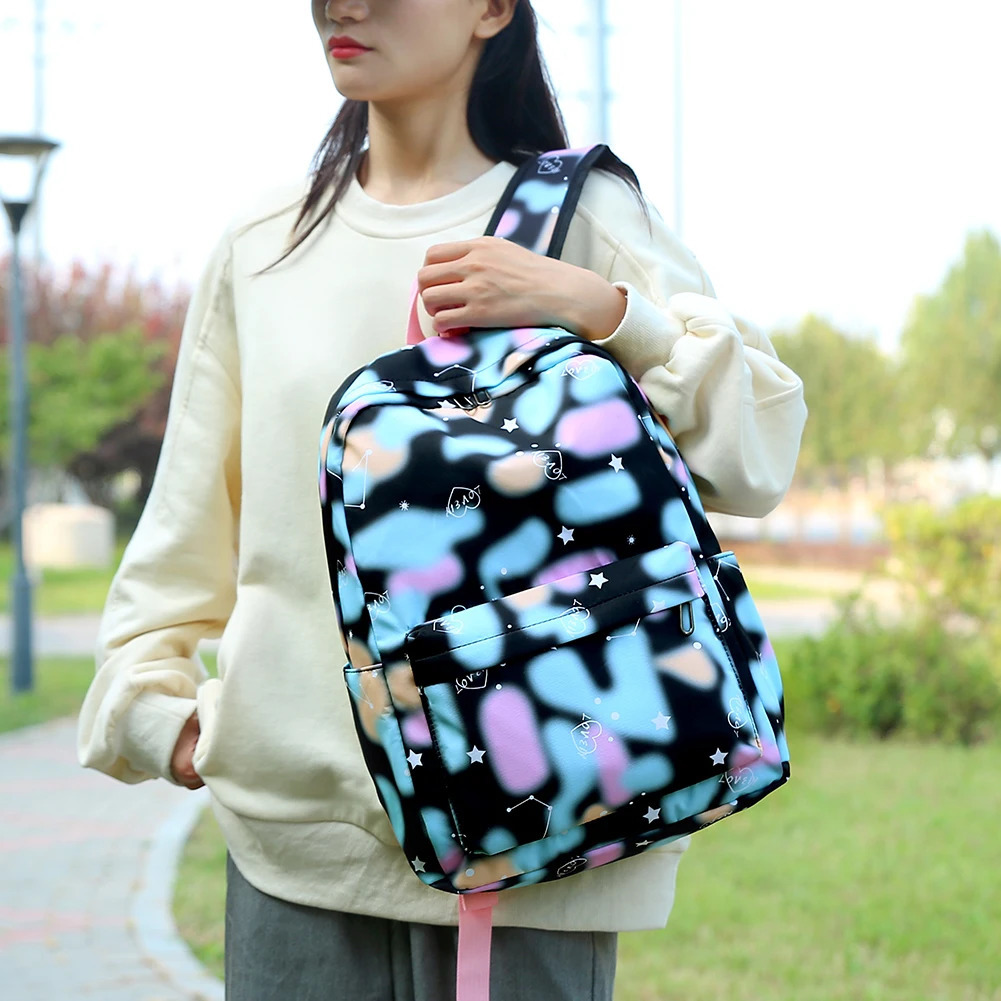 3pcs/Set Laptop Backpack Adjustable Strap Fashion Women Nylon Travel Backpack Cute Gradient Work Rucksack for Work School Travel 250109