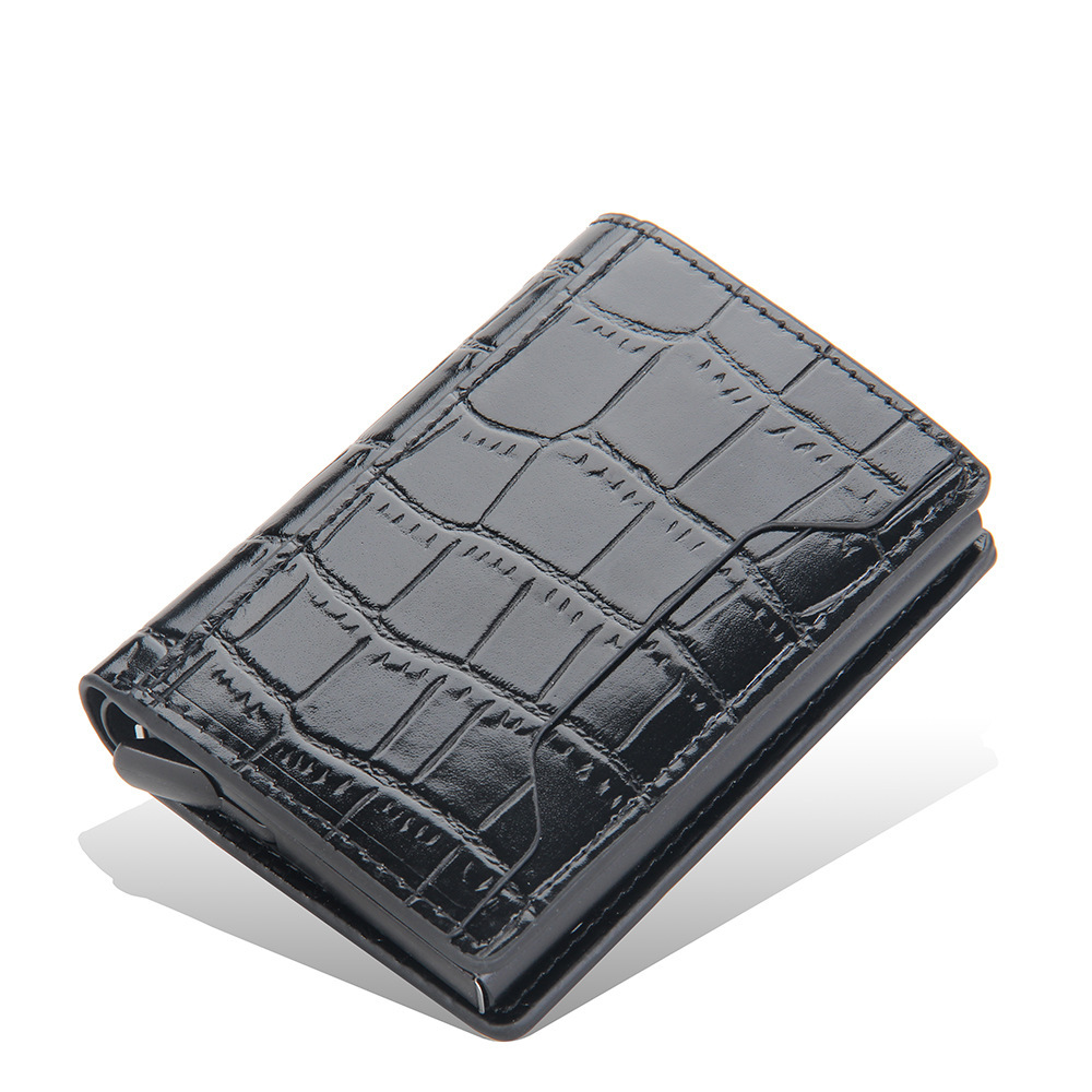 Hot-selling multifunctional portable wallet for men. Aluminum box anti-theft card holder. RFID short style. Automatic pop-up card case