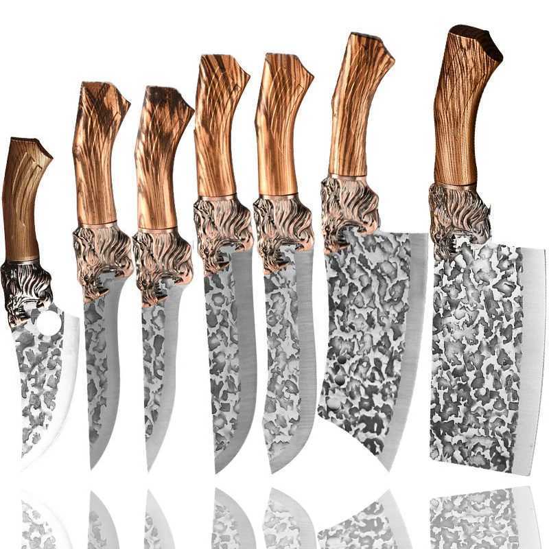 2025 New 6-inch Meat cleaver for Home chefs Hand forged Chef Knife High quality sharp stainless steel 3cr13mov Kitchen Knife setXJ250117