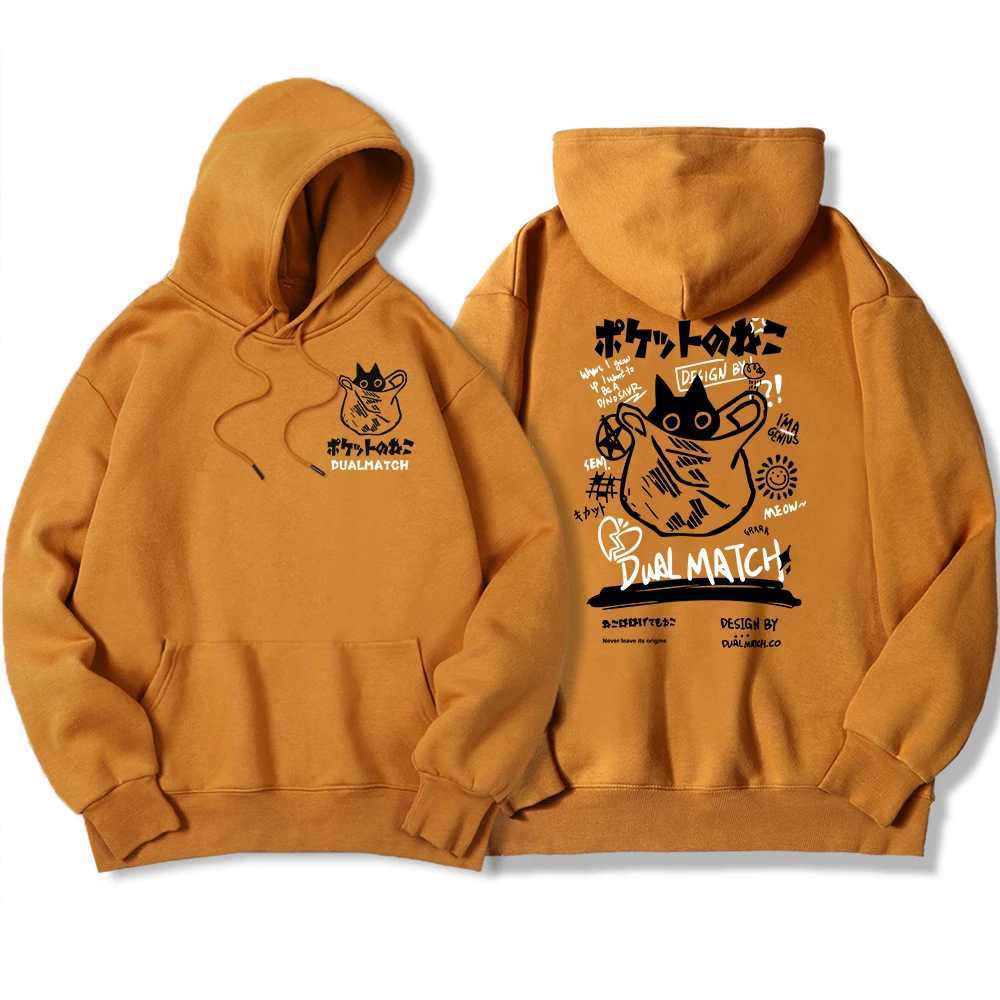 Harajuku Kawaii Cat Couple Y2K Prints Hoodies Mens Warm Fleece Hoodie Hip Hop Crewneck Hoody Autumn Simple Oversize Top Female W250117