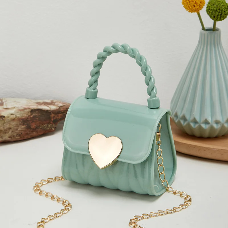 Kids PVC Crossbody Coin Purse Child Fashion Mini Handbags Lovely Heart Pattern Decoration Handbag Small Chain Jelly Bag For Girl 250114