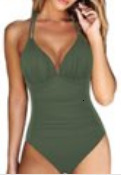 New Hanging Neck Tie up One Piece Bikini Sexy Solid Color Women's Swimwear