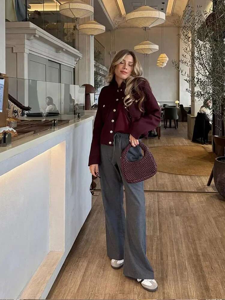 Bury Casual Multi Pockets Cropped Jacket Women Fashion Single Breasted Long Sleeve Short Coats 2024 New Lady Chic Outerwears