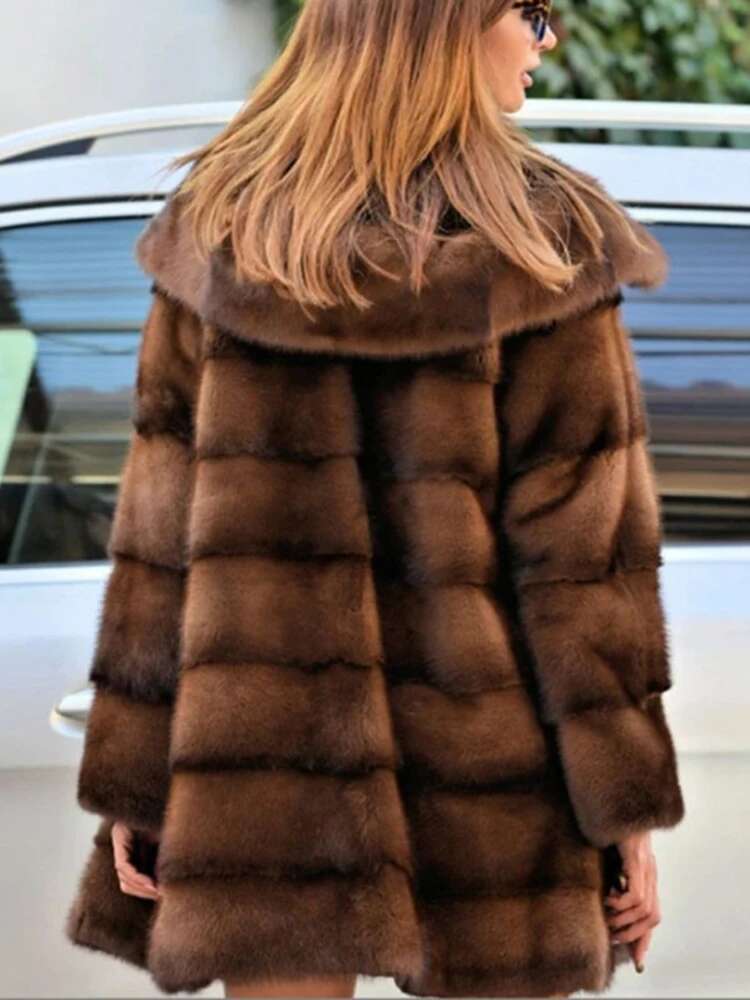 DEAT Fashion Women's Faux Coat Hooded Covered Button Loose Thick Warm Imitation Mink Fur Jacket Winter 2024 New Tide 7Ab5406
