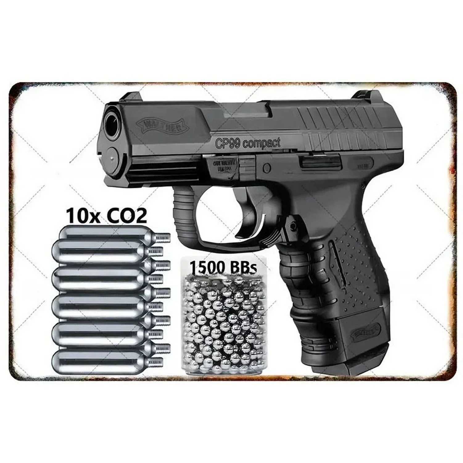 Pistol military metal tin emblem decorative wall vintage art poster mens cave family caf garden club bar iron paint Z250118