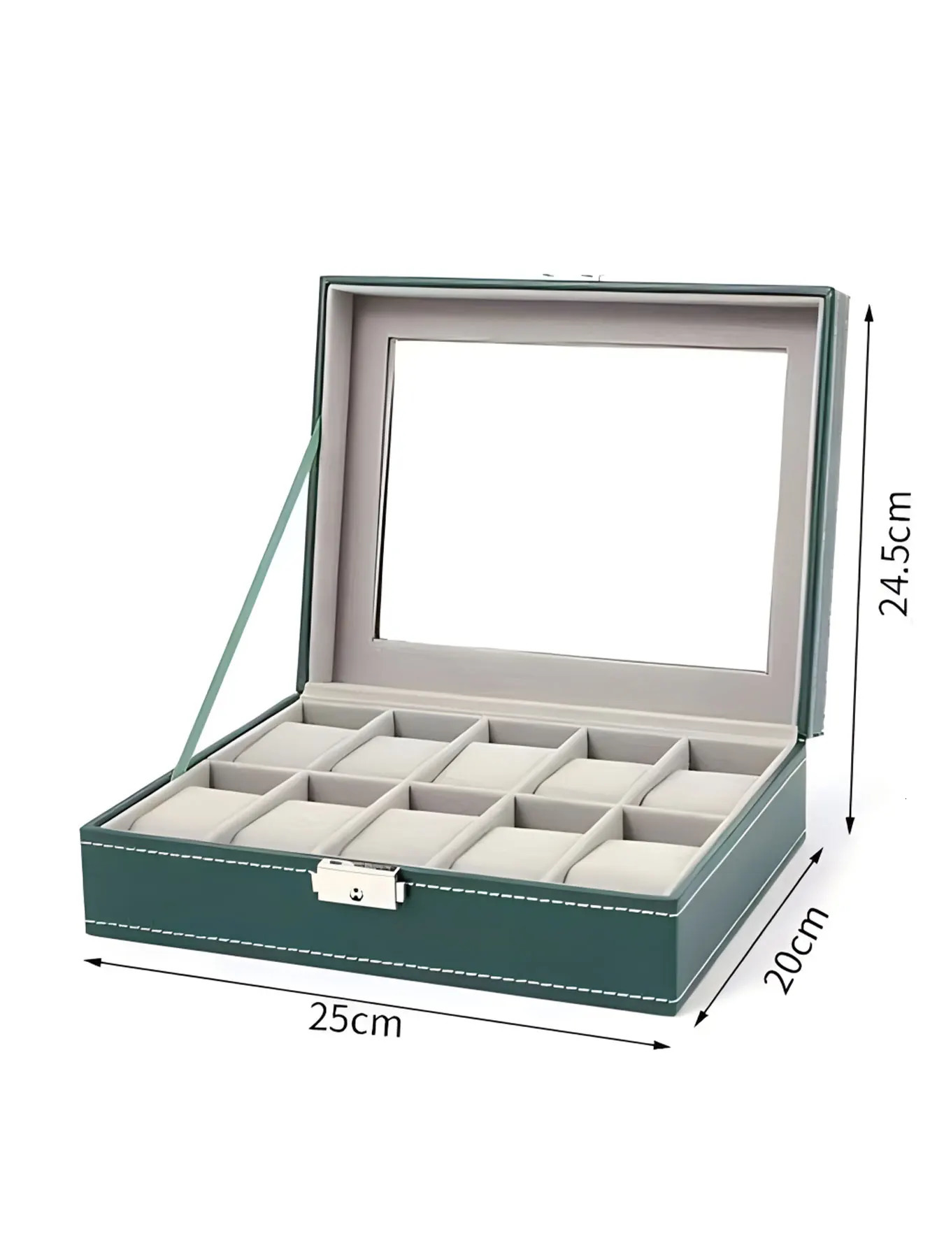 1PC 6/10/12 GreenPU Leather Watch Box Fashion style for convenient travel storage Jewelry Watch Collector Cases Organizer Box 250117