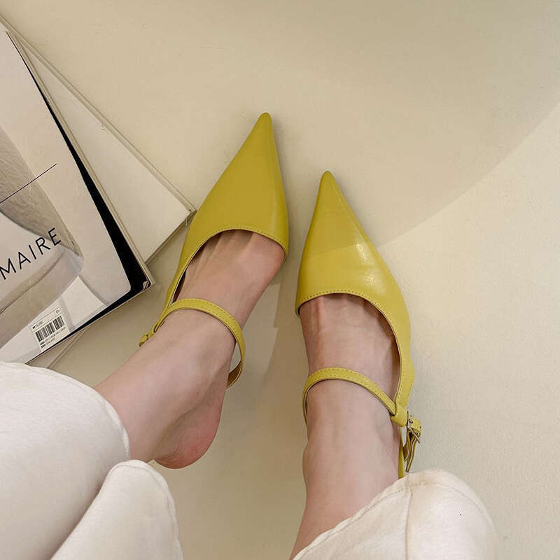 Chic Pointed Toe Stiletto Pump Sandals Woman Slip-on Mule Slides Ladies Elegant Buckle Strap High Heel Evening Party Shoes